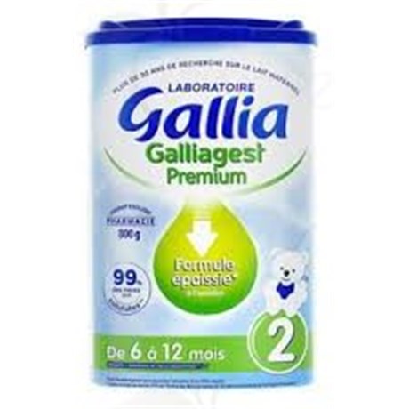 GALLIAGEST PREMIUM 2, Lait pour nourrisson 2ème âge, formule épaissie à l'amidon. - bt 400 g