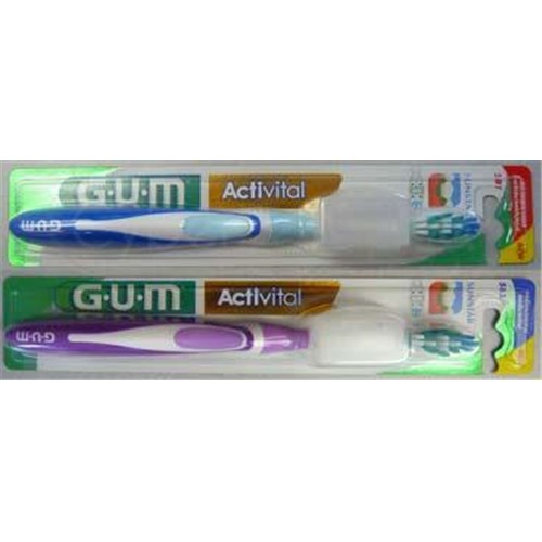 GUM ACTIVITAL, Brosse à dents à tête compacte, avec capuchon de protection. médium (ref. 583) - unité