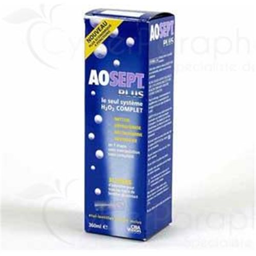 AOSEPT PLUS, Solution de nettoyage, décontamination, neutralisation, trempage pour lentilles. - fl 360 ml x 2 duo pack
