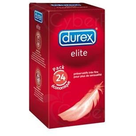 DUREX ELITE, Préservatif lubrifié extrafin avec réservoir x24
