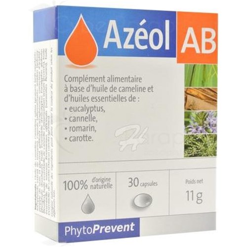 AZEOL AB, Complément alimentaire à base d'huile de cameline et d'huiles essentielles chémotypées, 30 capsules