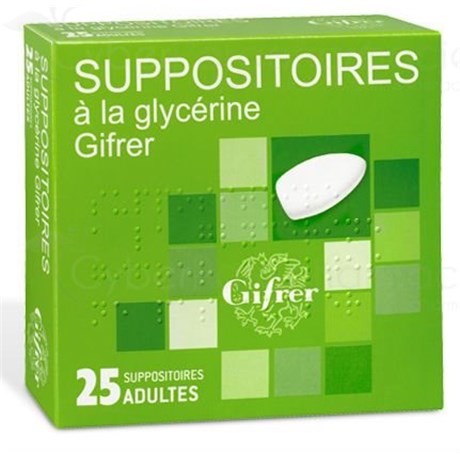 SUPPOSITORIES GLYCERINE ADULT, box of 25 in bulk