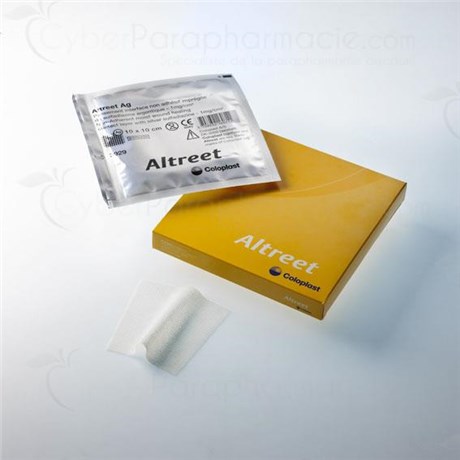 ALTREET AG, Pansement interface, tulle hydrocolloïde imprégné de sulfadiazine argentique. 10 cm x 10 cm (ref. 39322) - bt 10