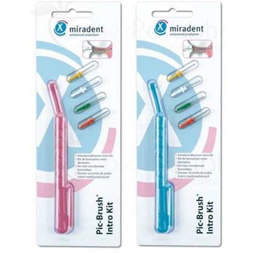 Miradent PIC BRUSH INTRO KIT - Kit handle and 4 interdental brushes Miradent Pic-Brush. blue transparent - bt 1