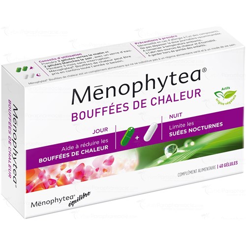 Ménophytea HOT FLASHES, Day + Night Capsules, dietary supplement for hormonal balance. - Bt 40 (20 + 20)