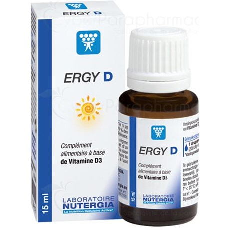 ERGY D Complément alimentaire à base de vitamine D3 d’origine naturelle 15ml