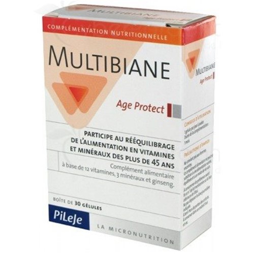 MULTIBIANE AGE PROTECT, Gélule, complément alimentaire à base de 12 vitamines, 3 minéraux et de ginseng, -boite 30