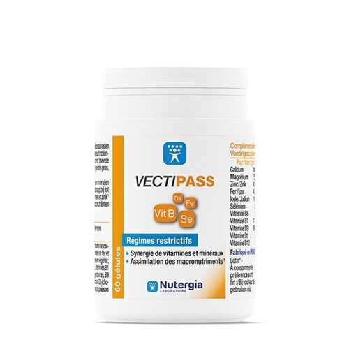 VECTIPASS, Gélule, complément alimentaire à base vitamines et de minéraux. - bt 60 Nutergia