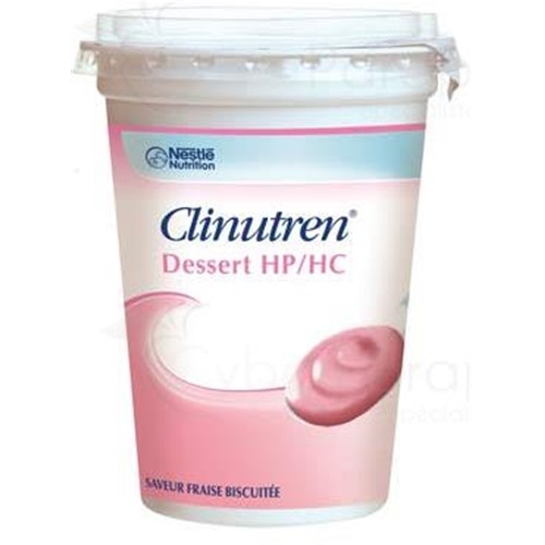 CLINUTREN HP HC DESSERT, Aliment diététique destiné à des fins médicales spéciales, fraise biscuitée. - 205 g x 4