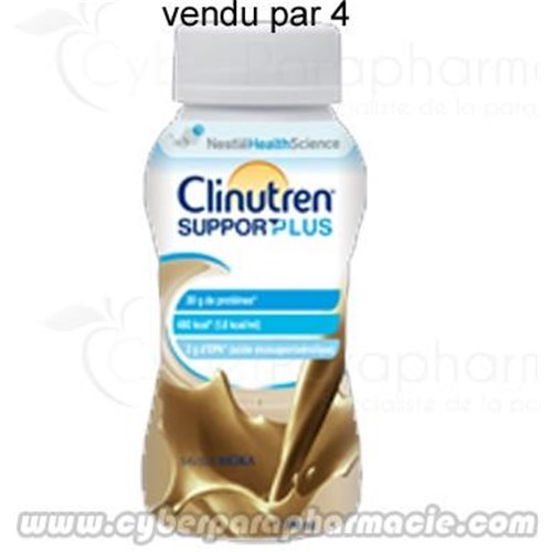 Nestle CLINUTREN SUPPORT PLUS Liquide lacté hyperprotéiné, hypercalorique et riche en oméga 3 (4x300ml)