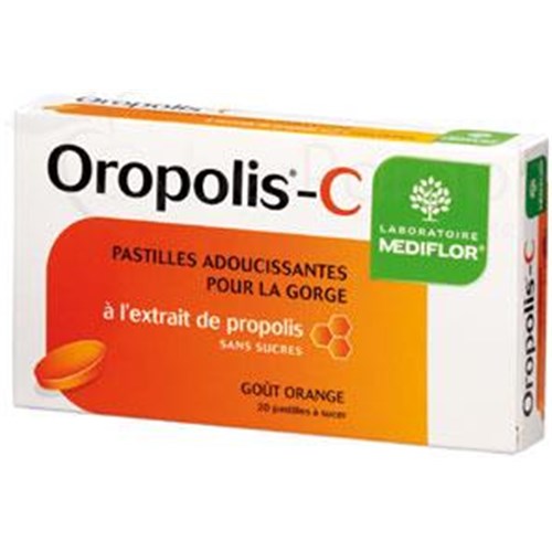 OROPOLIS PASTILLE ORANGE, Pastille à sucer adoucissante pour la gorge, goût orange. - bt 20