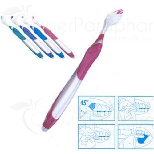 GUM TECHNIQUE Toothbrush with Quad-Grip handle for adult, 4 rows. compact, flexible head (ref. 491) - unit